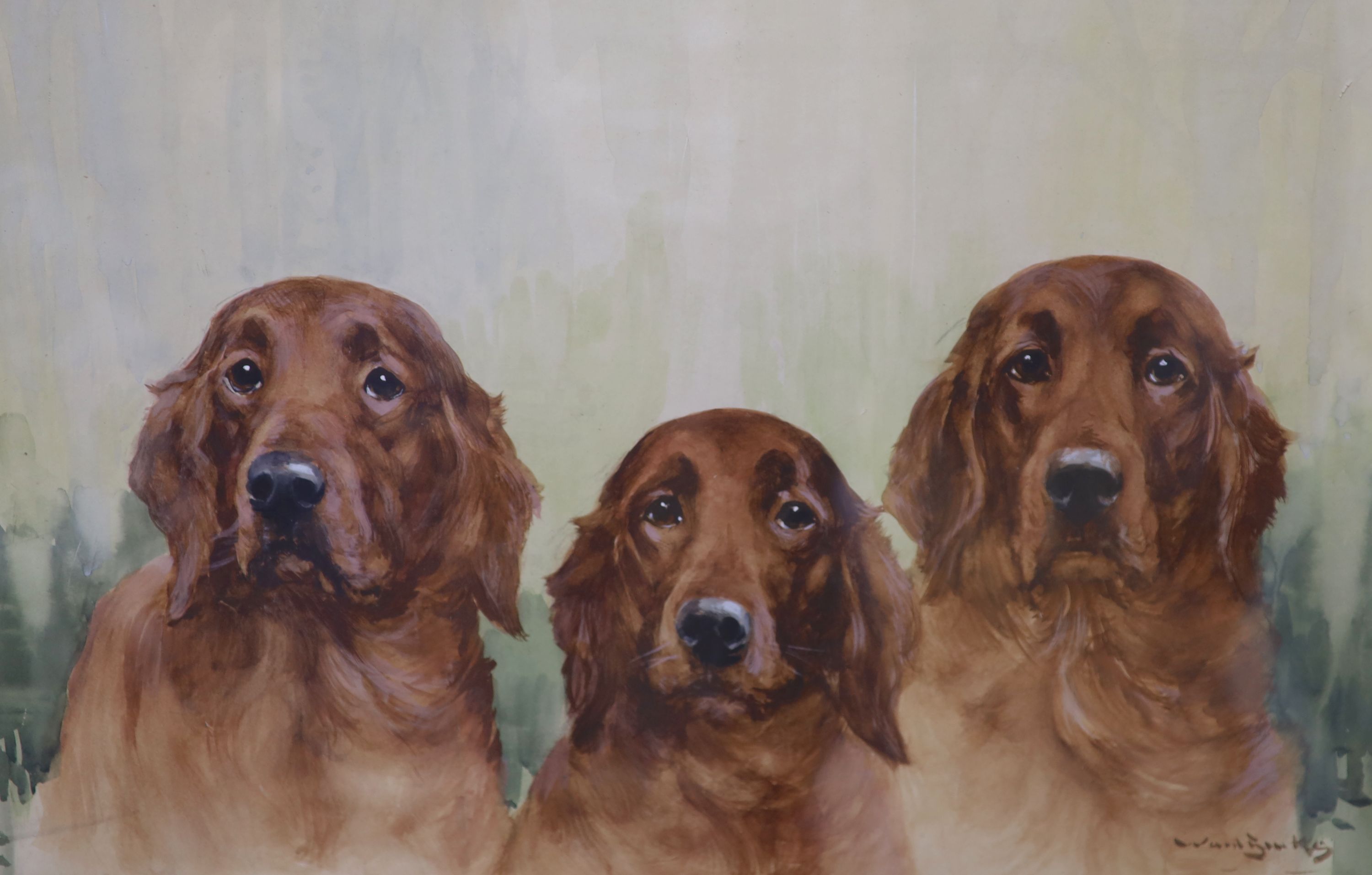 Reuben Ward Binks (1860-1945) Three Irish setters 17.5 x 26.75in.